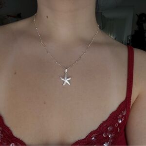 Elegant Silver Starfish Pendant Necklace